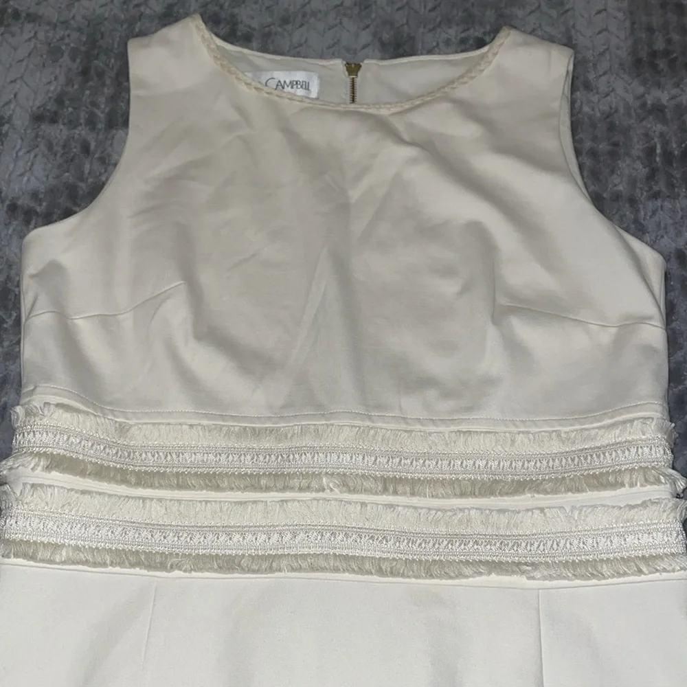 Sara Campbell Sleeveless Dress. Lined. Fringe waist. Size Medium. - Picture 3 of 12